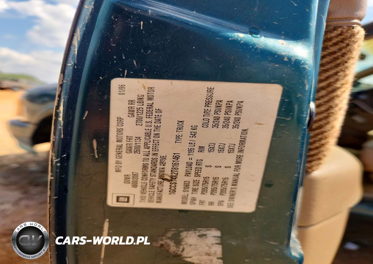 1996 Chevrolet S Truck S10 VIN:1GCCS14X2T8161461 - 12