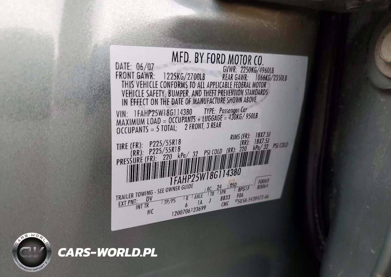 2008 Ford Taurus Limited VIN:1FAHP25W18G114380 - 12