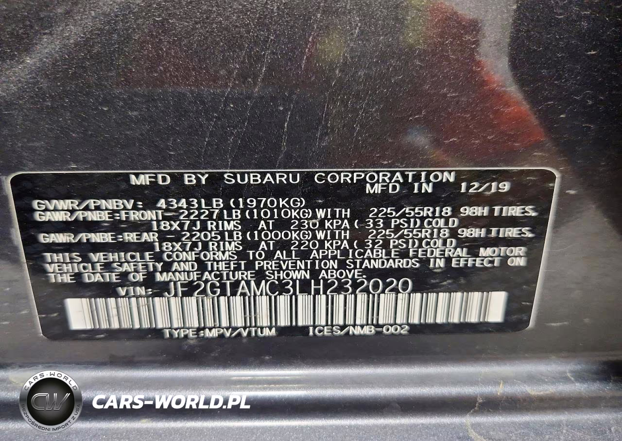 2020 Subaru Crosstrek Limited VIN:JF2GTAMC3LH232020 - 12
