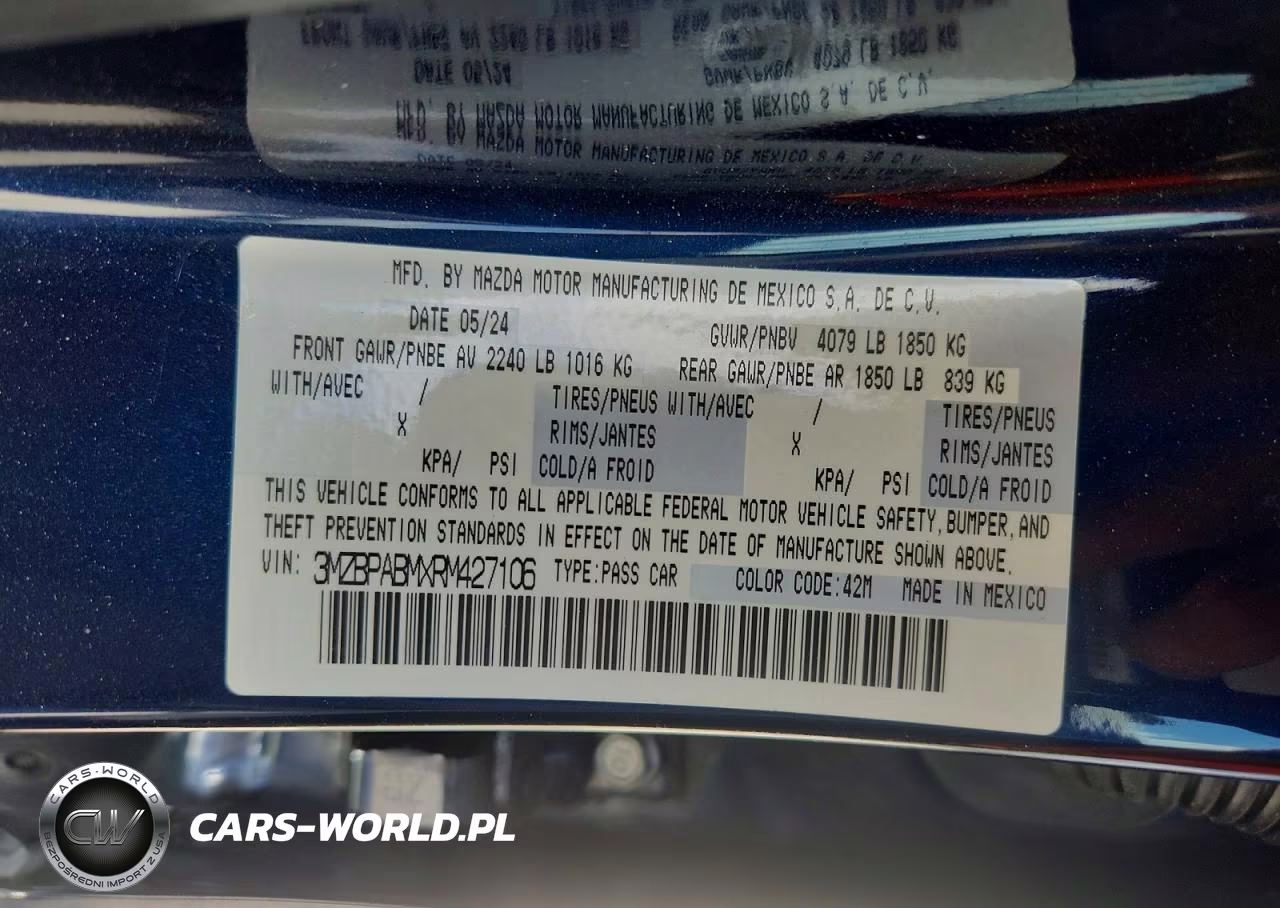 2024 Mazda 3 Select Sport VIN:3MZBPABMXRM427106 - 13