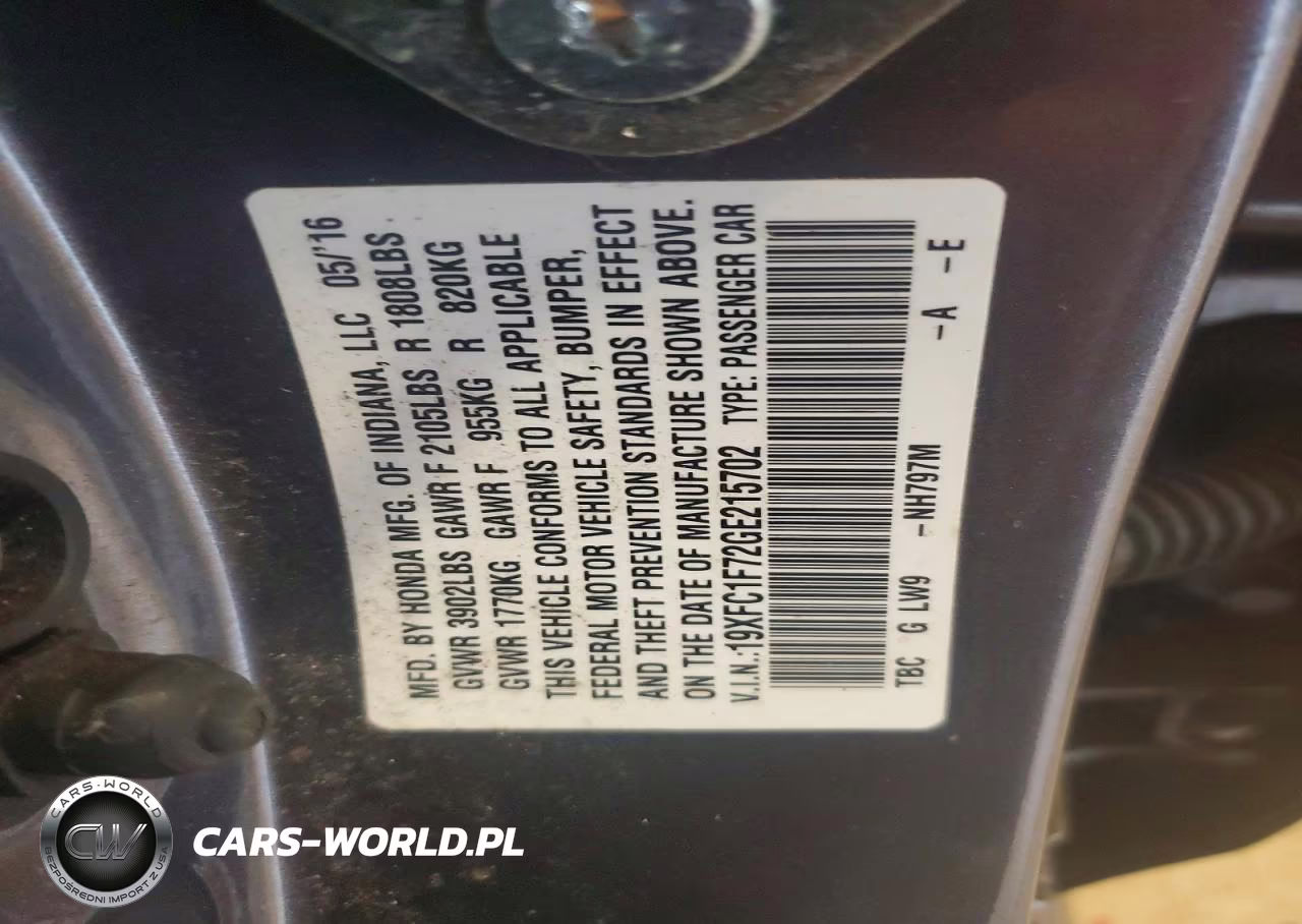 2016 Honda Civic Exl VIN:19XFC1F72GE215702 - 12