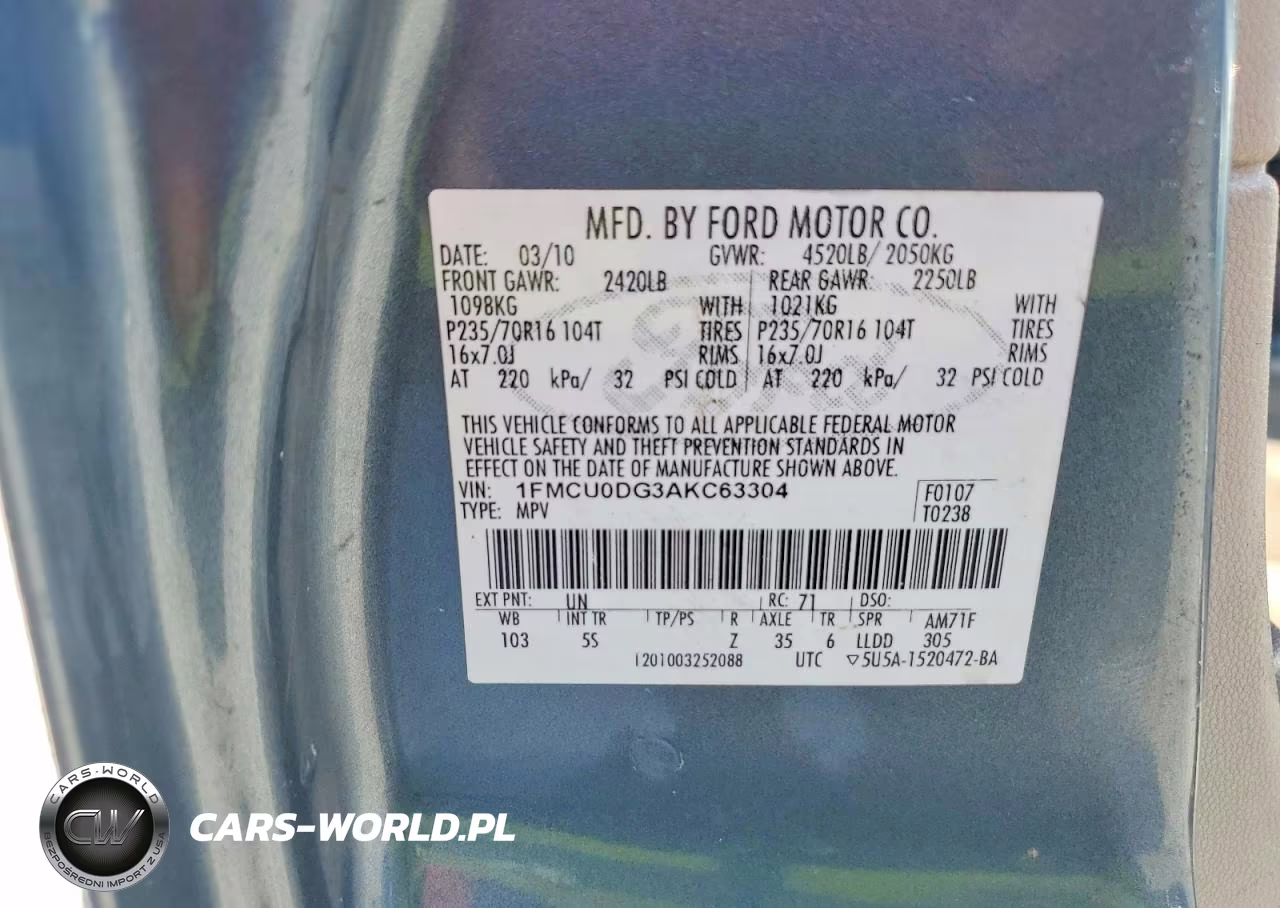 2010 Ford Escape Xlt VIN:1FMCU0DG3AKC63304 - 13