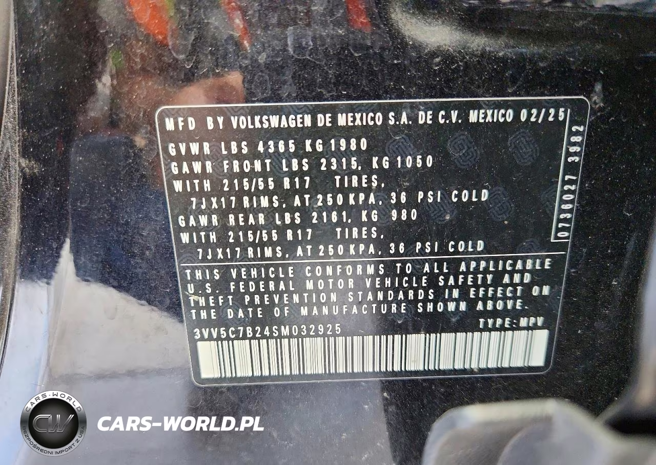 2025 Volkswagen Taos S VIN:3VV5C7B24SM032925 - 13