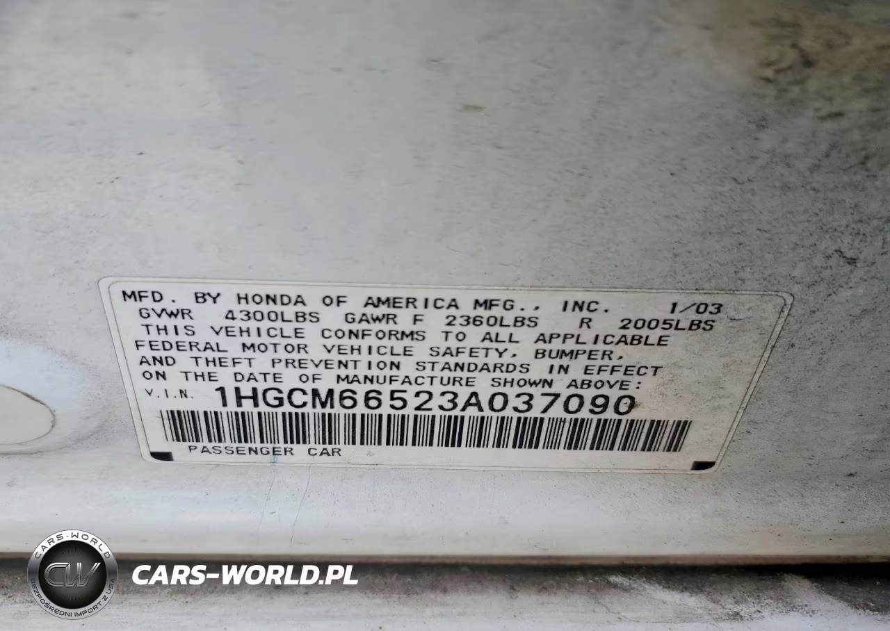 2003 Honda Accord Ex VIN:1HGCM66523A037090 - 12