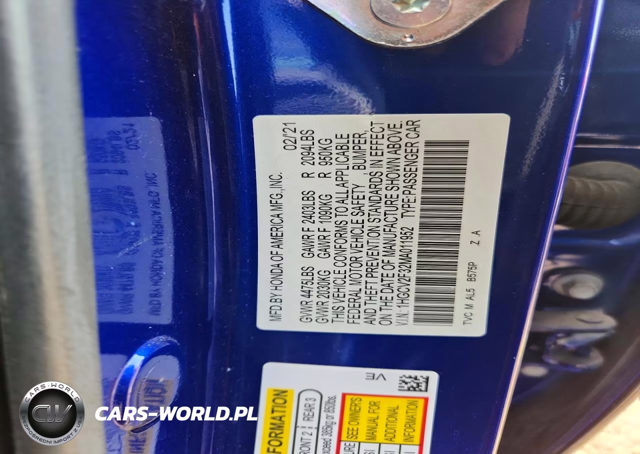2021 Honda Accord Sport VIN:1HGCV2F32MA011952 - 13