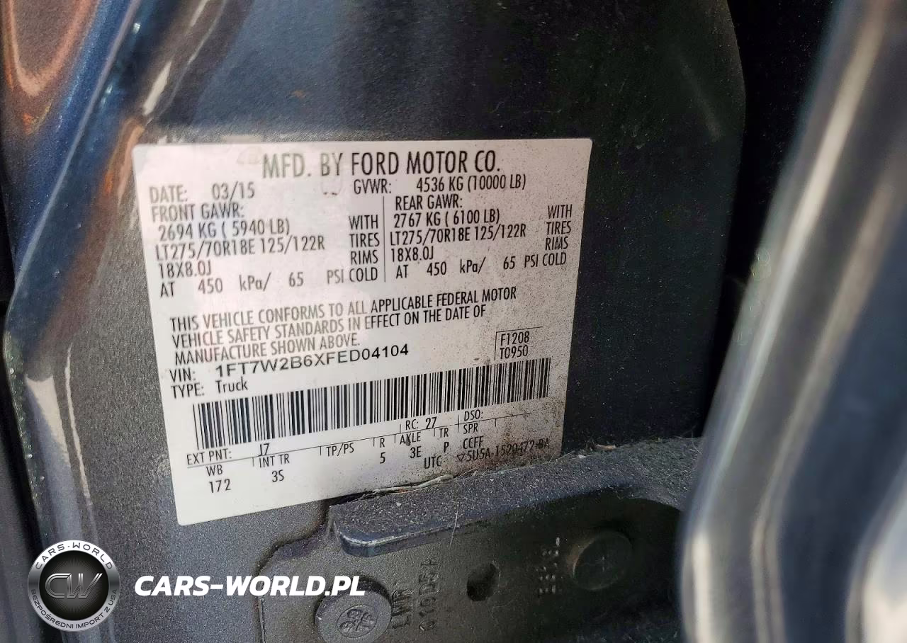 2015 Ford F250 Super Duty VIN:1FT7W2B6XFED04104 - 12