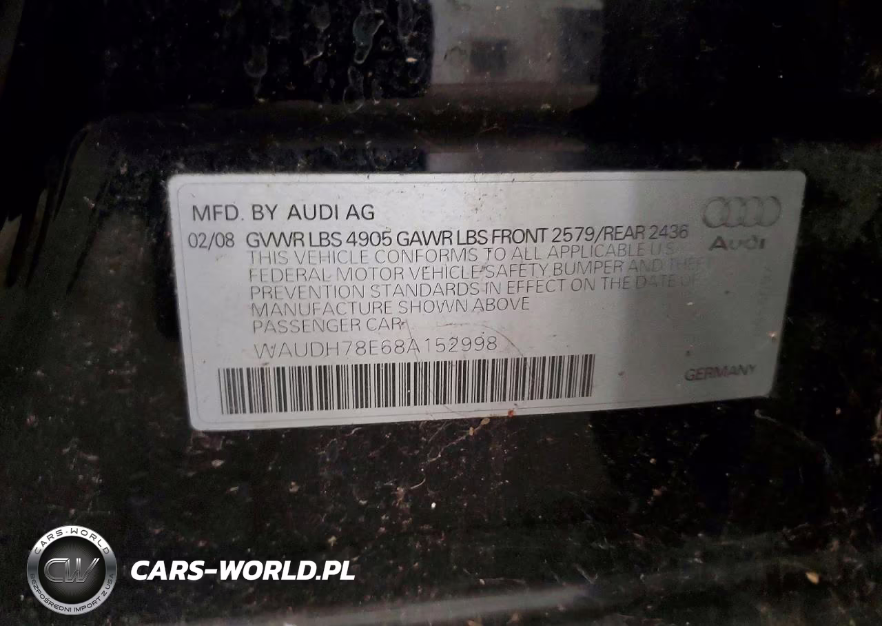 2008 Audi A4 3.2 Quattro VIN:WAUDH78E68A152998 - 12
