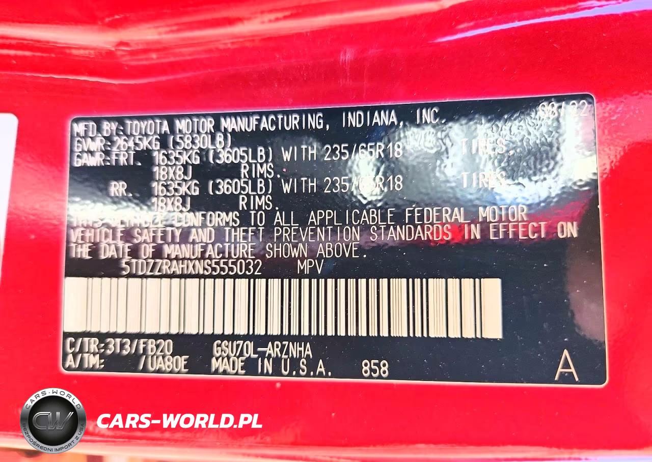 2022 Toyota Highlander Le VIN:5TDZZRAHXNS555032 - 13
