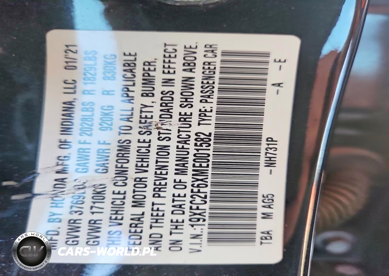 2021 Honda Civic Lx VIN:19XFC2F6XME001582 - 12