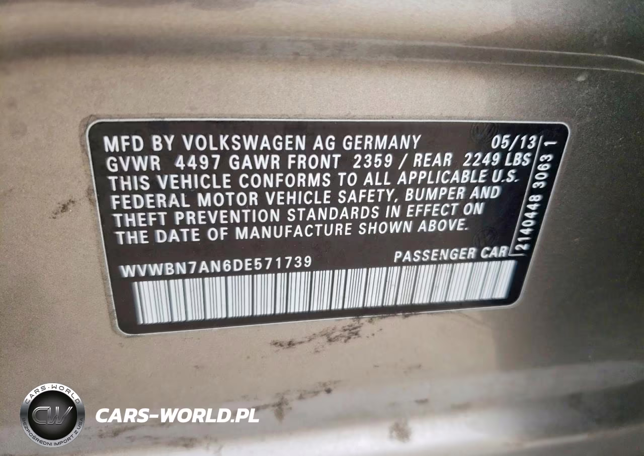 2013 Volkswagen Cc Sport VIN:WVWBN7AN6DE571739 - 12