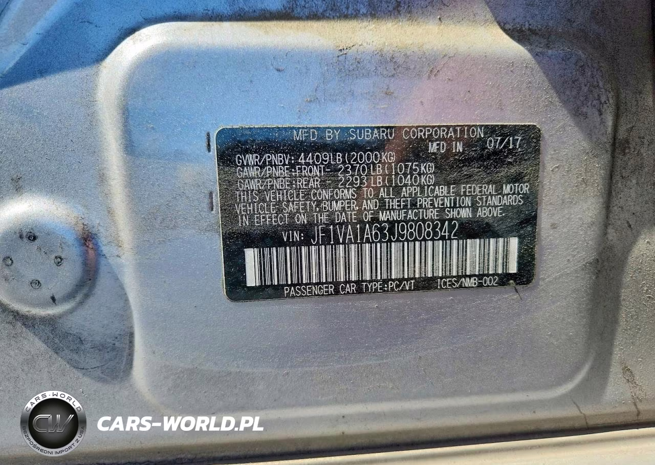 2018 Subaru Wrx VIN:JF1VA1A63J9808342 - 13