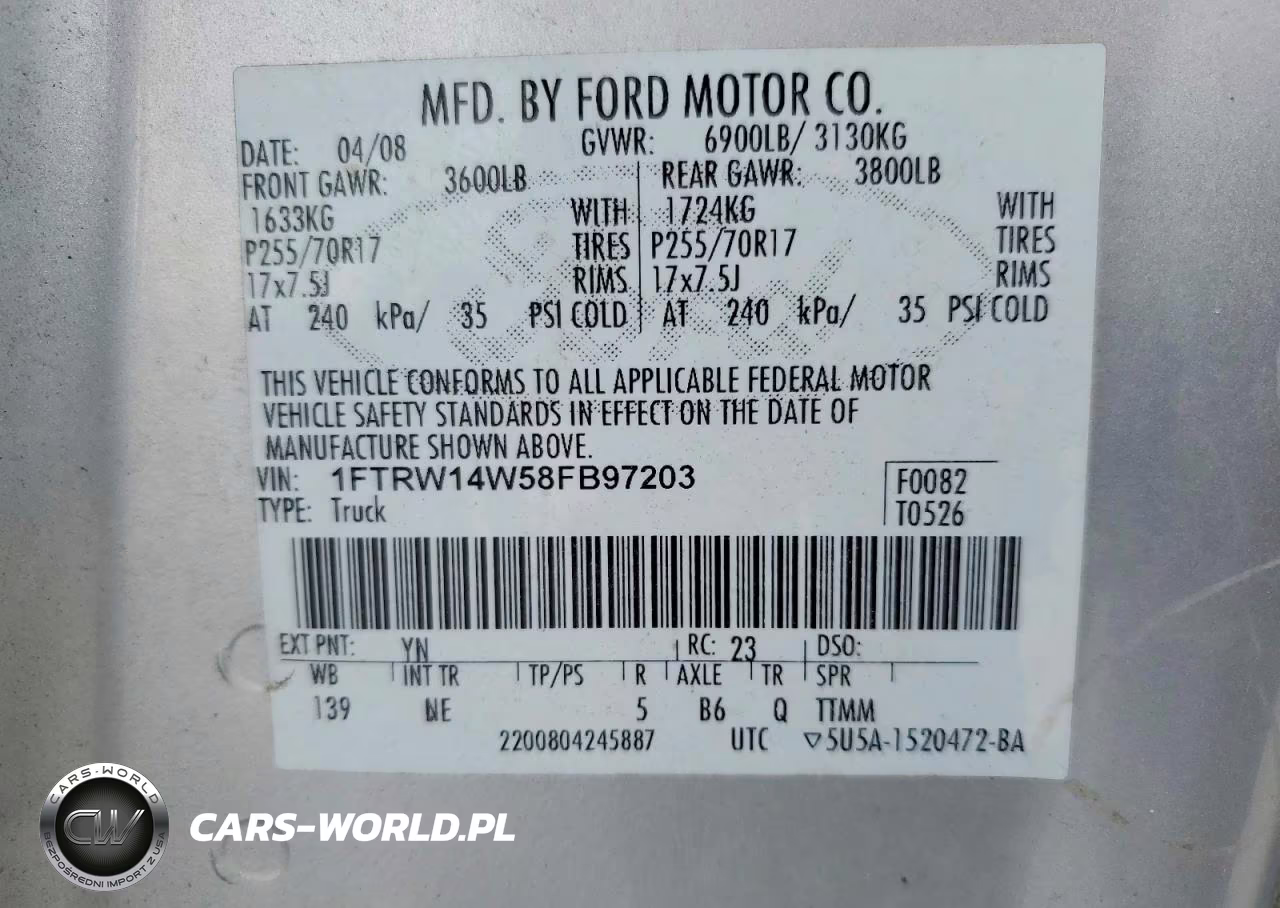 2008 Ford F150 Supercrew VIN:1FTRW14W58FB97203 - 12