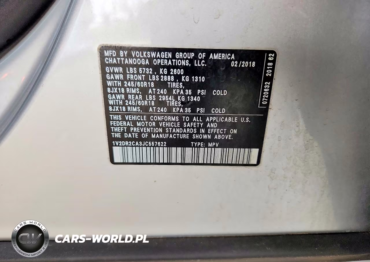 2018 Volkswagen Atlas Se VIN:1V2DR2CA3JC557622 - 12