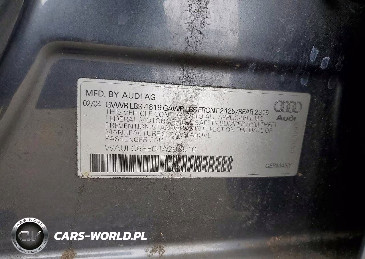 2004 AUDI A4 1.8T QUATTRO VIN:WAULC68E04A203510 - 12
