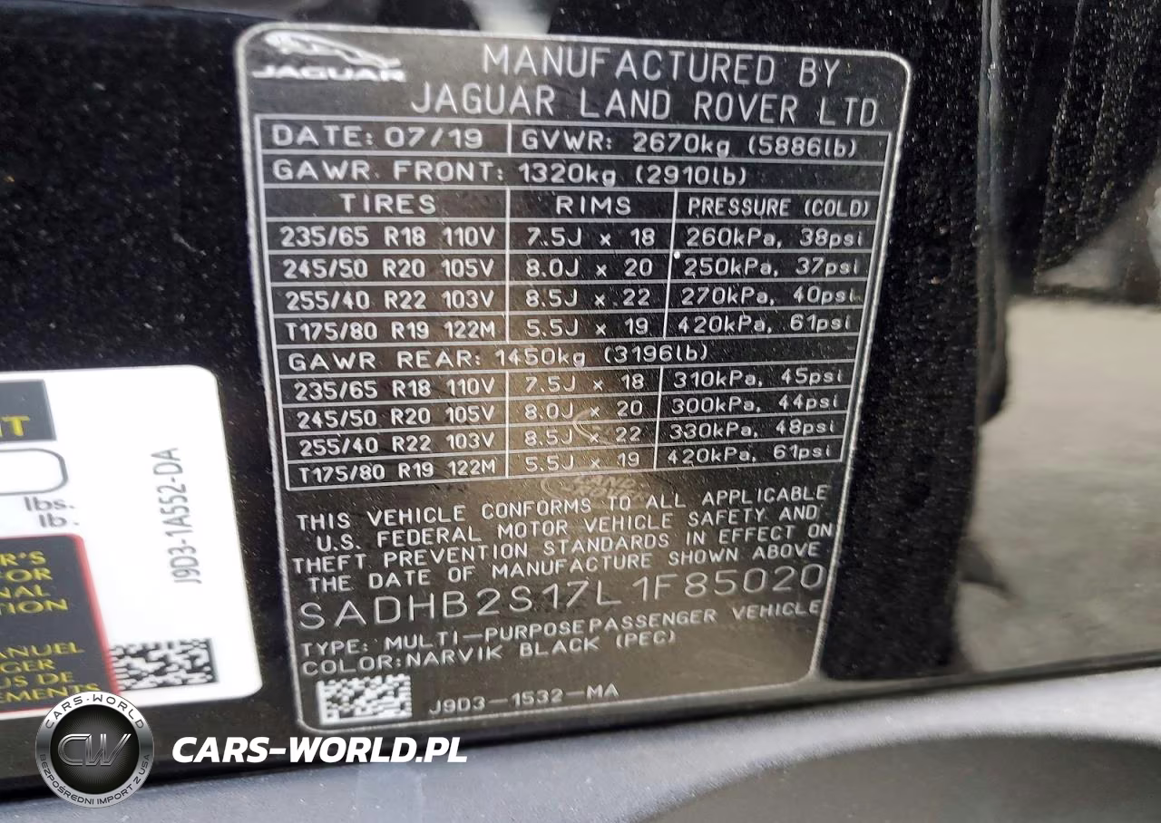 2020 Jaguar I-Pace S VIN:SADHB2S17L1F85020 - 14