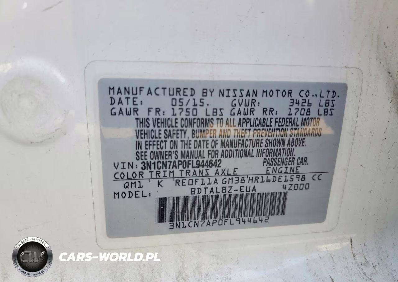 2015 Nissan Versa 1.6 Sv VIN:3N1CN7AP0FL944642 - 12