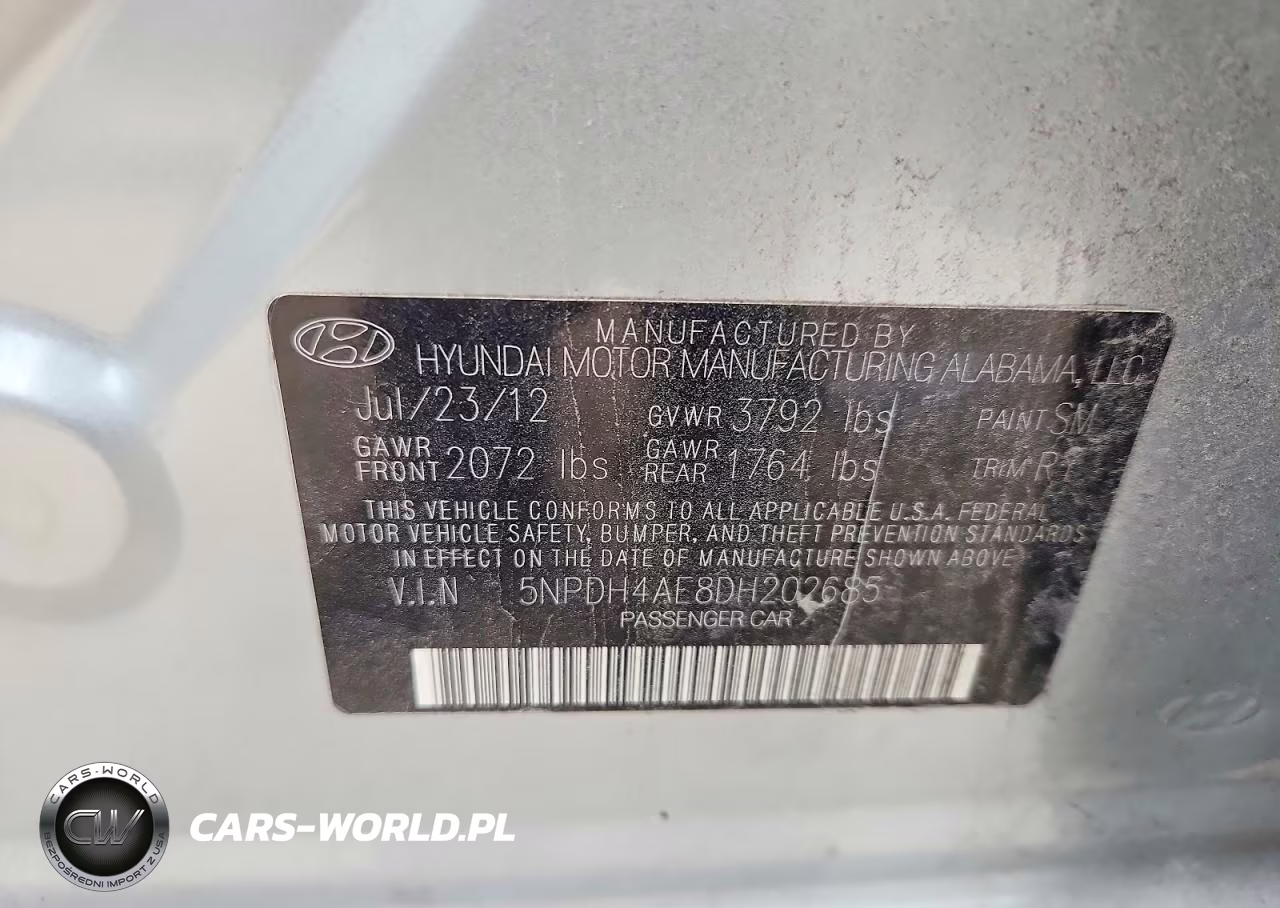 2013 Hyundai Elantra Limited VIN:5NPDH4AE8DH202685 - 12