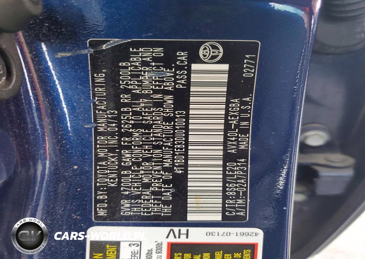 2013 Toyota Avalon Hybrid Xle Touring VIN:4T1BD1EB3DU010013 - 13
