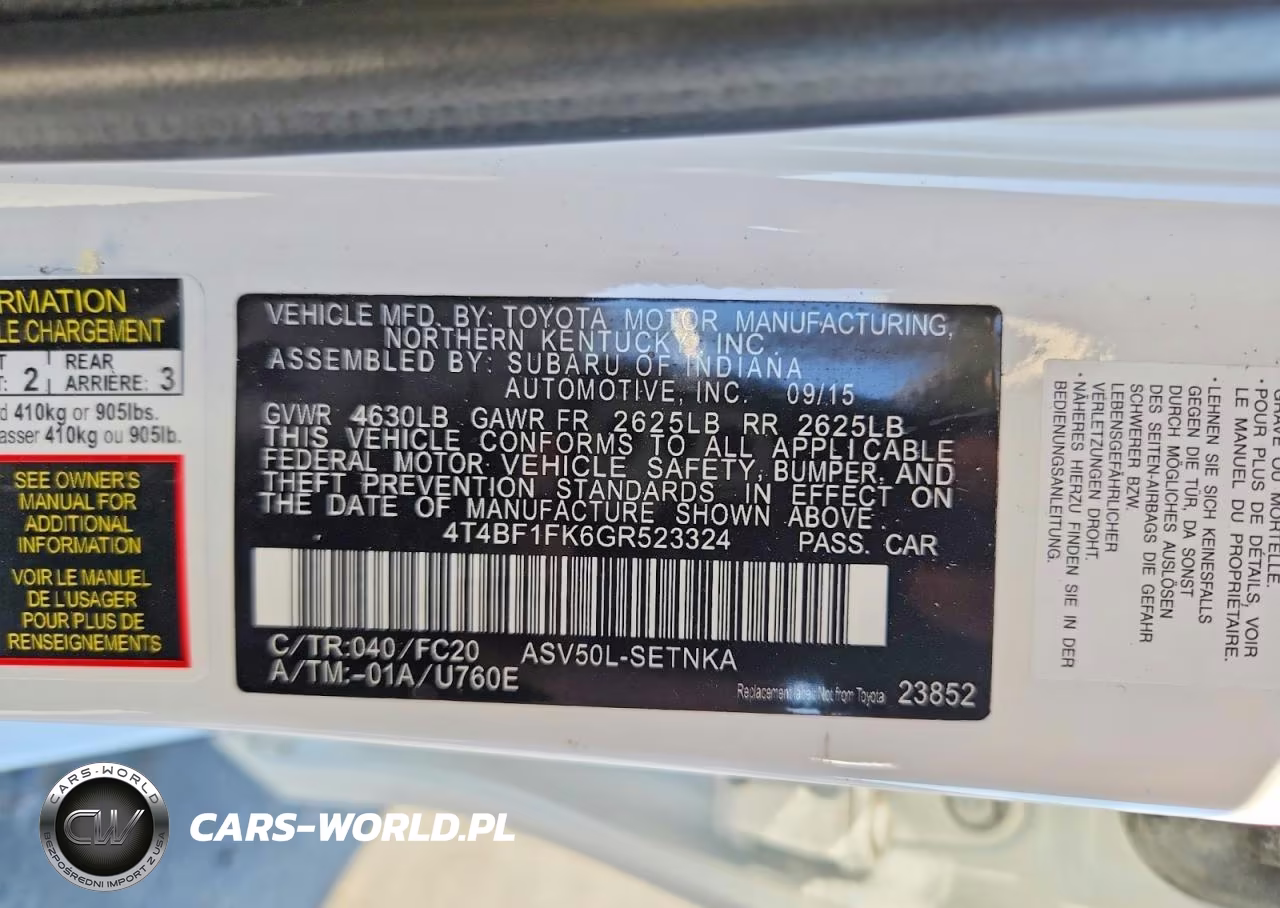 2016 Toyota Camry Le VIN:4T4BF1FK6GR523324 - 12