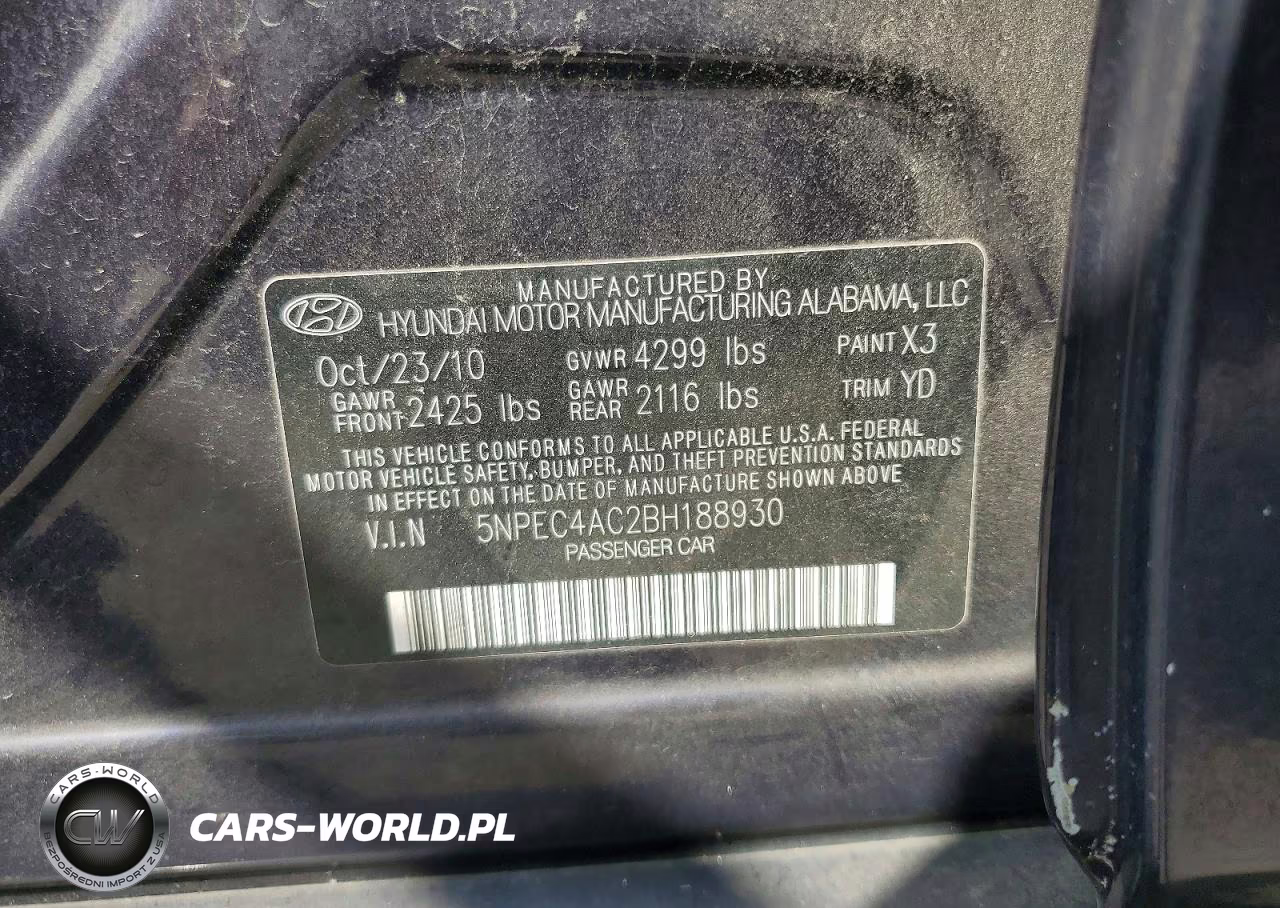 2011 Hyundai Sonata Limited VIN:5NPEC4AC2BH188930 - 12