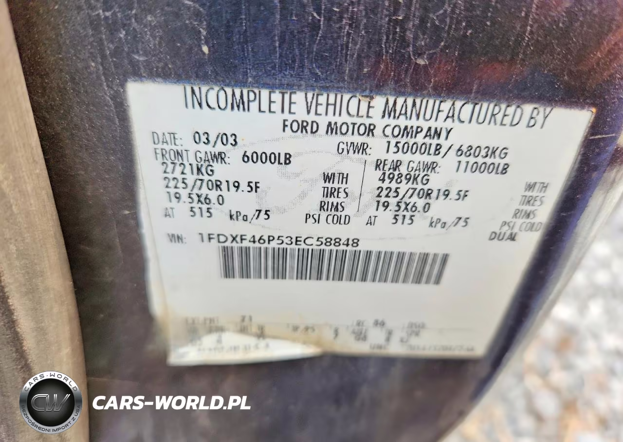 2003 Ford F450 Super Duty VIN:1FDXF46P53EC58848 - 12