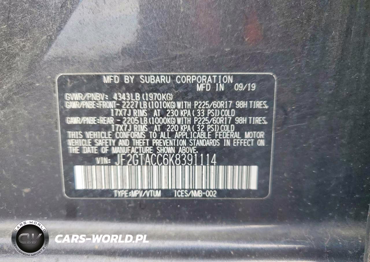 2019 Subaru Crosstrek Premium VIN:JF2GTACC6K8391114 - 13