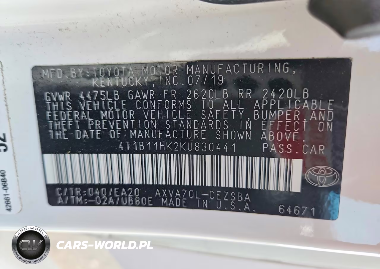 2019 Toyota Camry Se VIN:4T1B11HK2KU830441 - 13