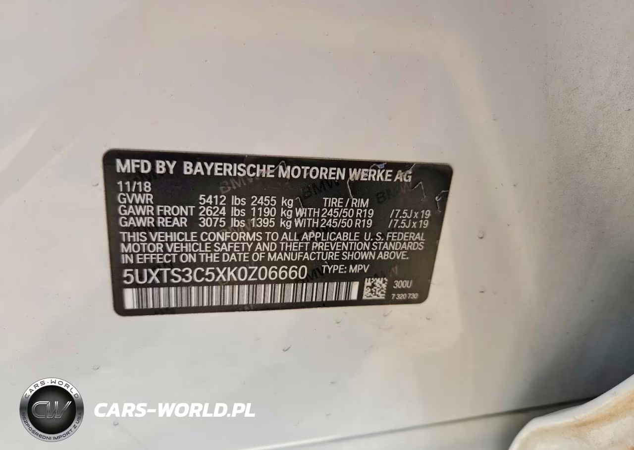 2019 BMW X3 xDrivem40I VIN:5UXTS3C5XK0Z06660 - 12