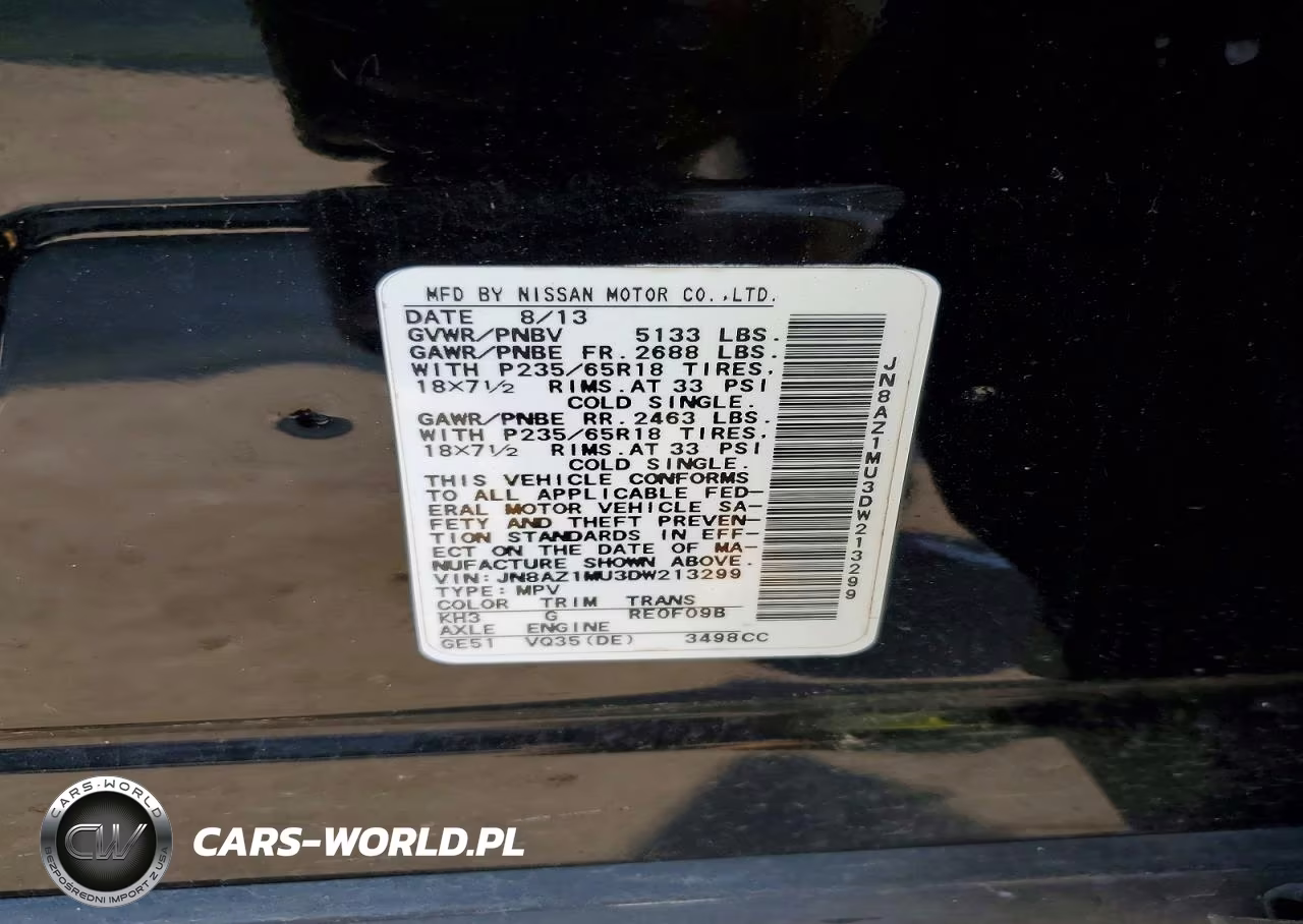 2013 Nissan Murano S VIN:JN8AZ1MU3DW213299 - 13