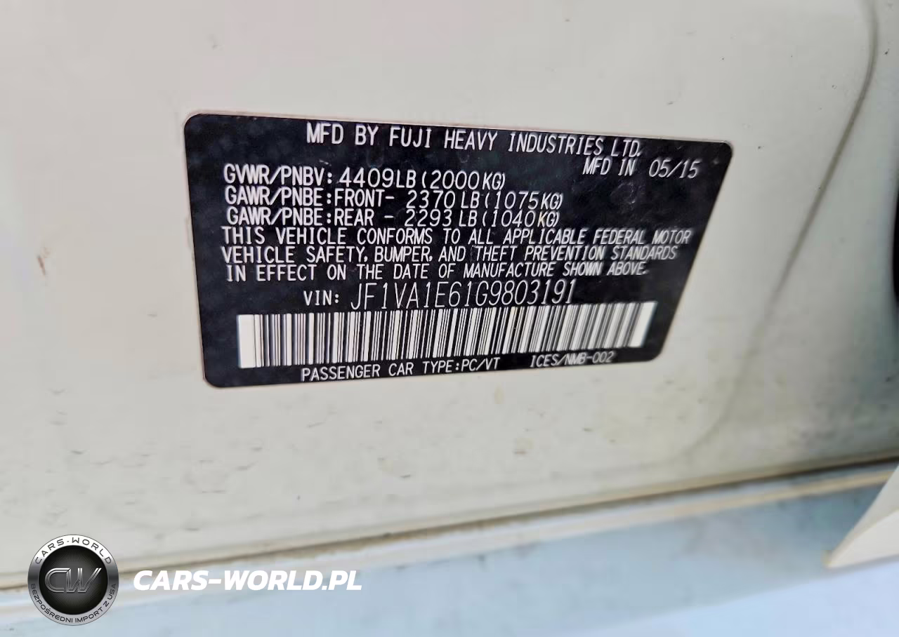 2016 Subaru Wrx Premium VIN:JF1VA1E61G9803191 - 12