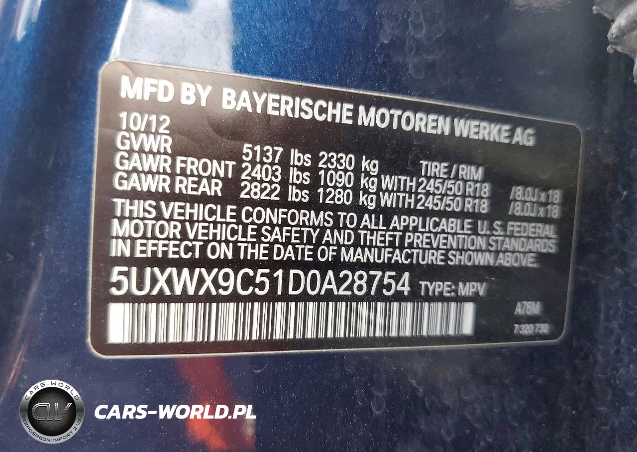 2013 BMW X3 xDrive28I VIN:5UXWX9C51D0A28754 - 13