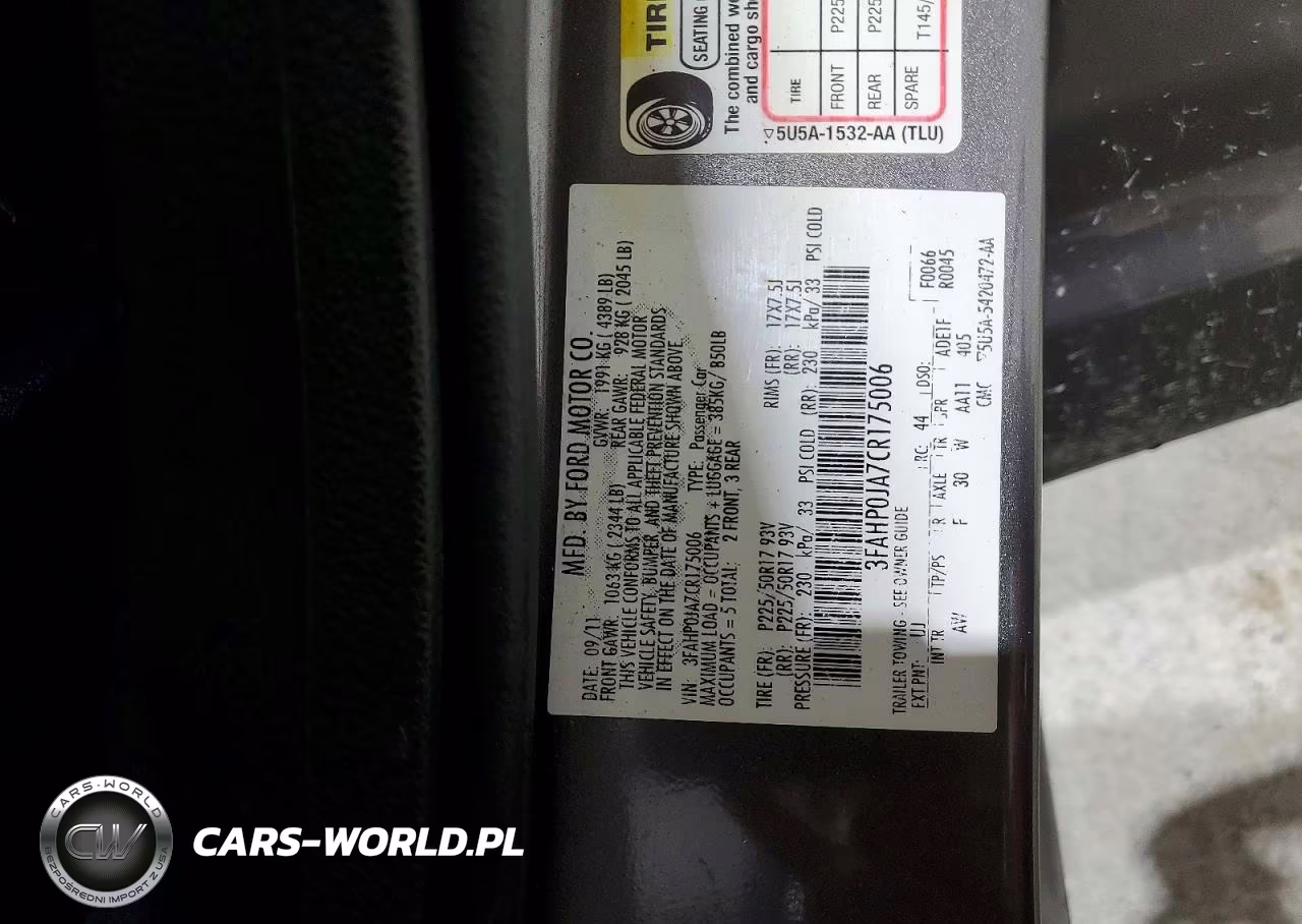 2012 Ford Fusion Sel VIN:3FAHP0JA7CR175006 - 12