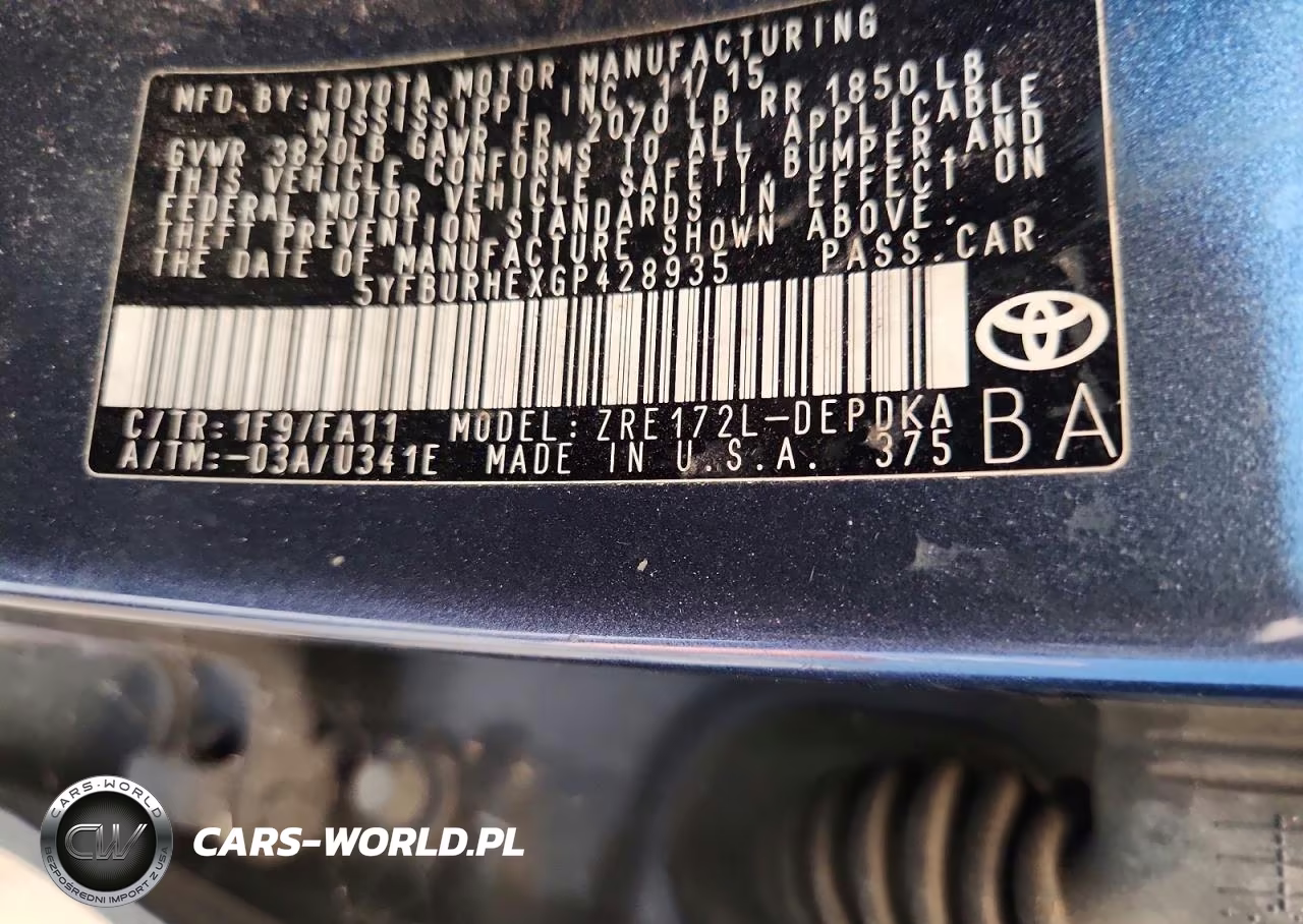 2016 Toyota Corolla L VIN:5YFBURHEXGP428935 - 12