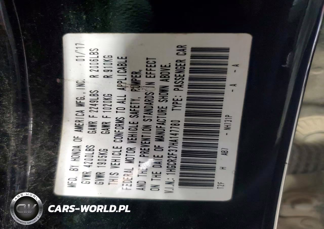 2017 Honda Accord Lx VIN:1HGCR2F37HA147780 - 12