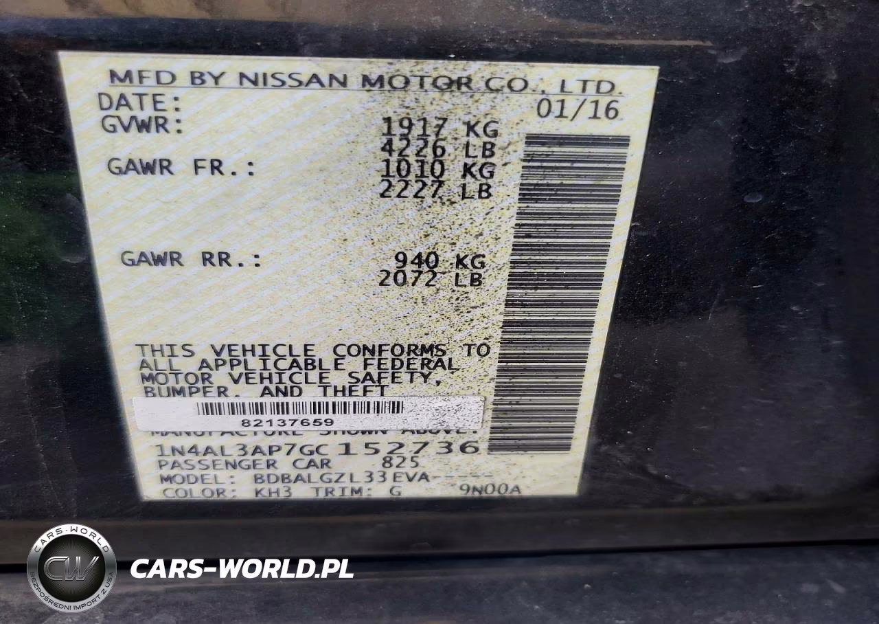 2016 Nissan Altima 2.5 S VIN:1N4AL3AP7GC152736 - 12