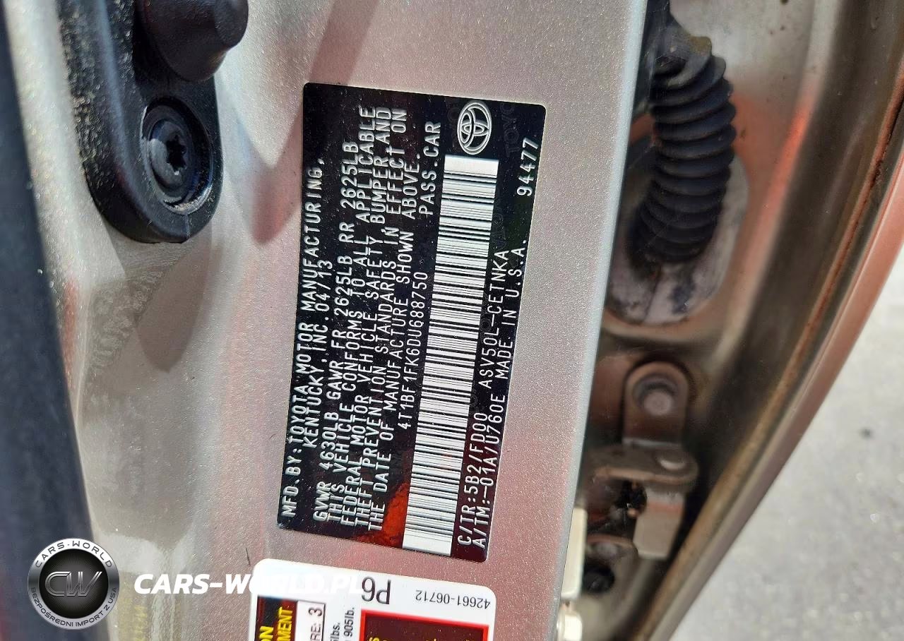 2013 Toyota Camry Le VIN:4T1BF1FK6DU688750 - 12