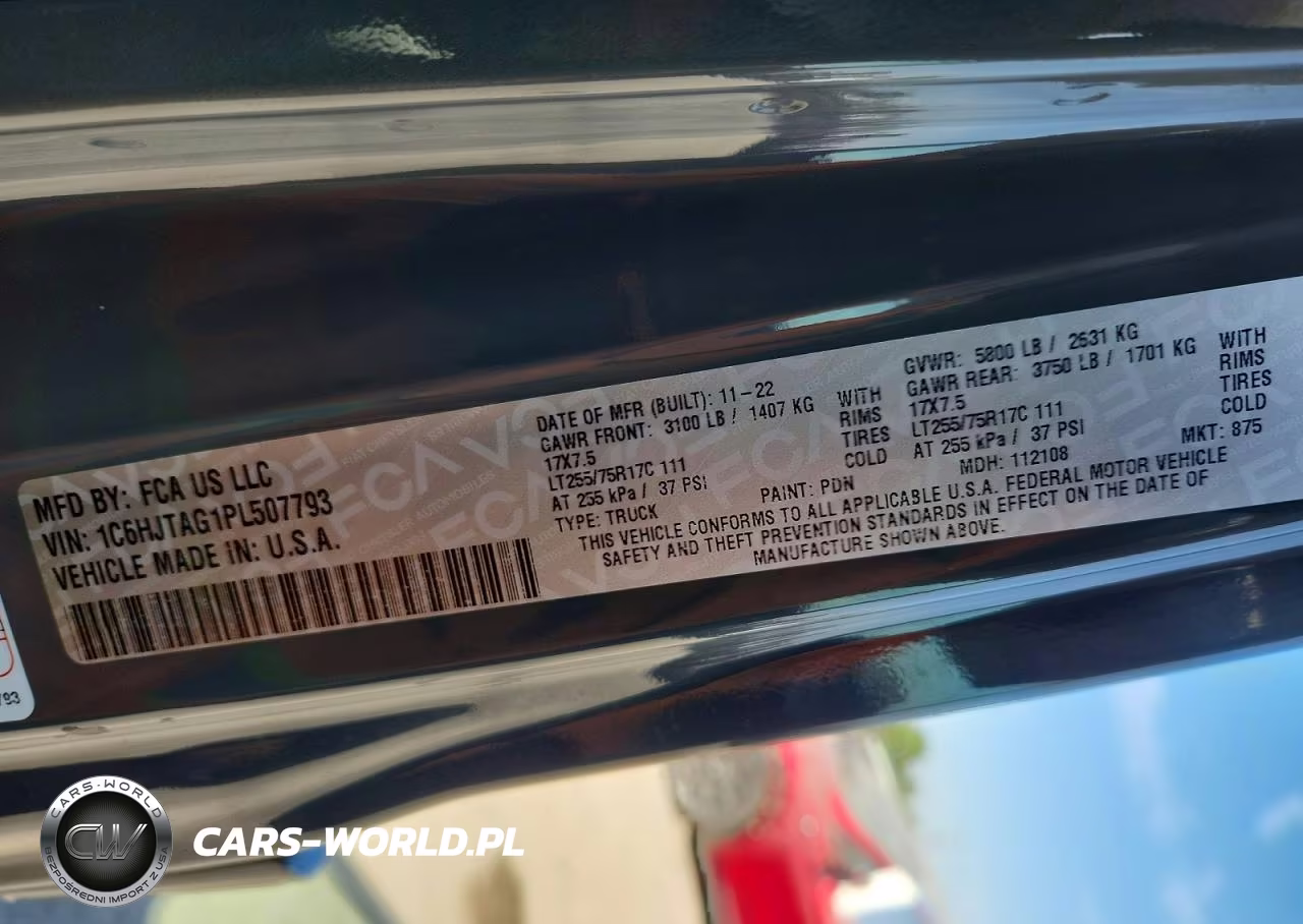 2023 Jeep Gladiator Willys 4X4 VIN:1C6HJTAG1PL507793 - 12