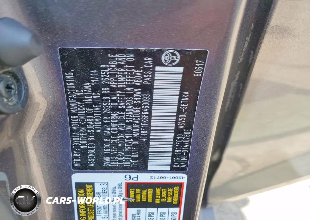 2015 Toyota Camry Le VIN:4T4BF1FK6FR460093 - 12