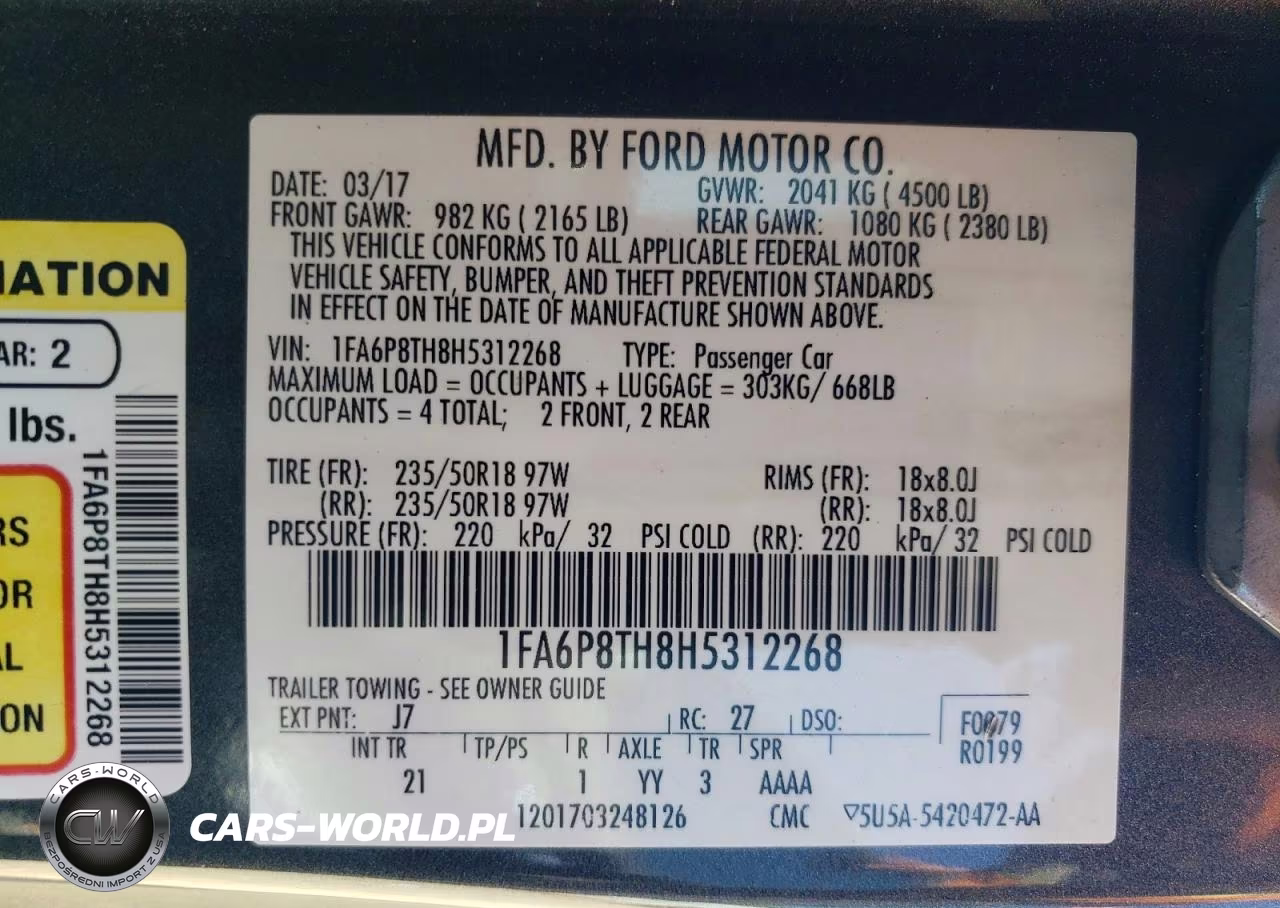 2017 Ford Mustang Base VIN:1FA6P8TH8H5312268 - 12