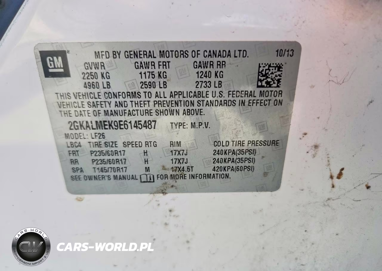 2014 GMC Terrain Sle VIN:2GKALMEK9E6145487 - 13