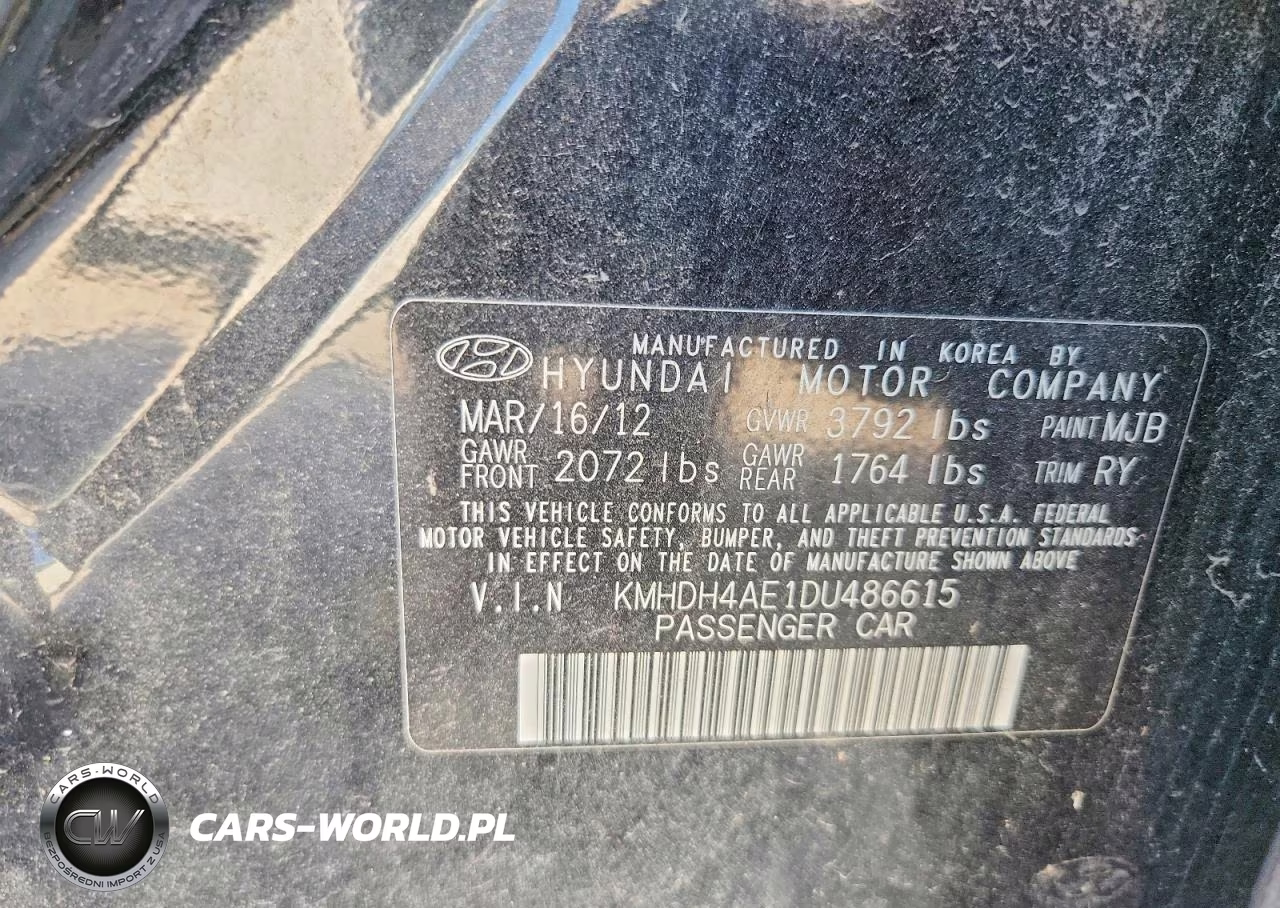 2013 Hyundai Elantra Limited VIN:KMHDH4AE1DU486615 - 12