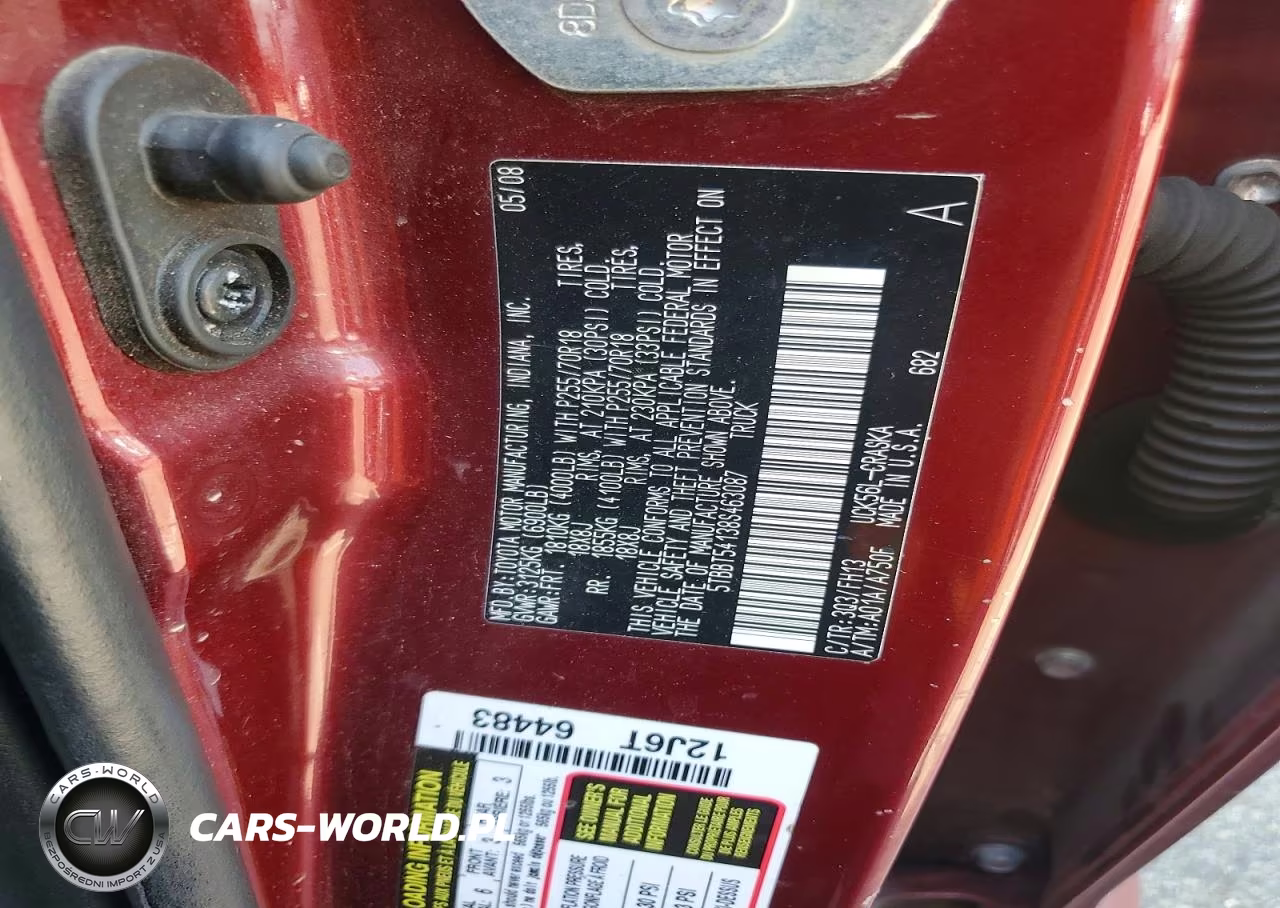 2008 Toyota Tundra Grade VIN:5TBBT54138S463087 - 12