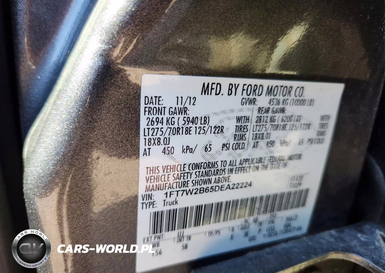 2013 Ford F250 Super Duty VIN:1FT7W2B65DEA22224 - 12
