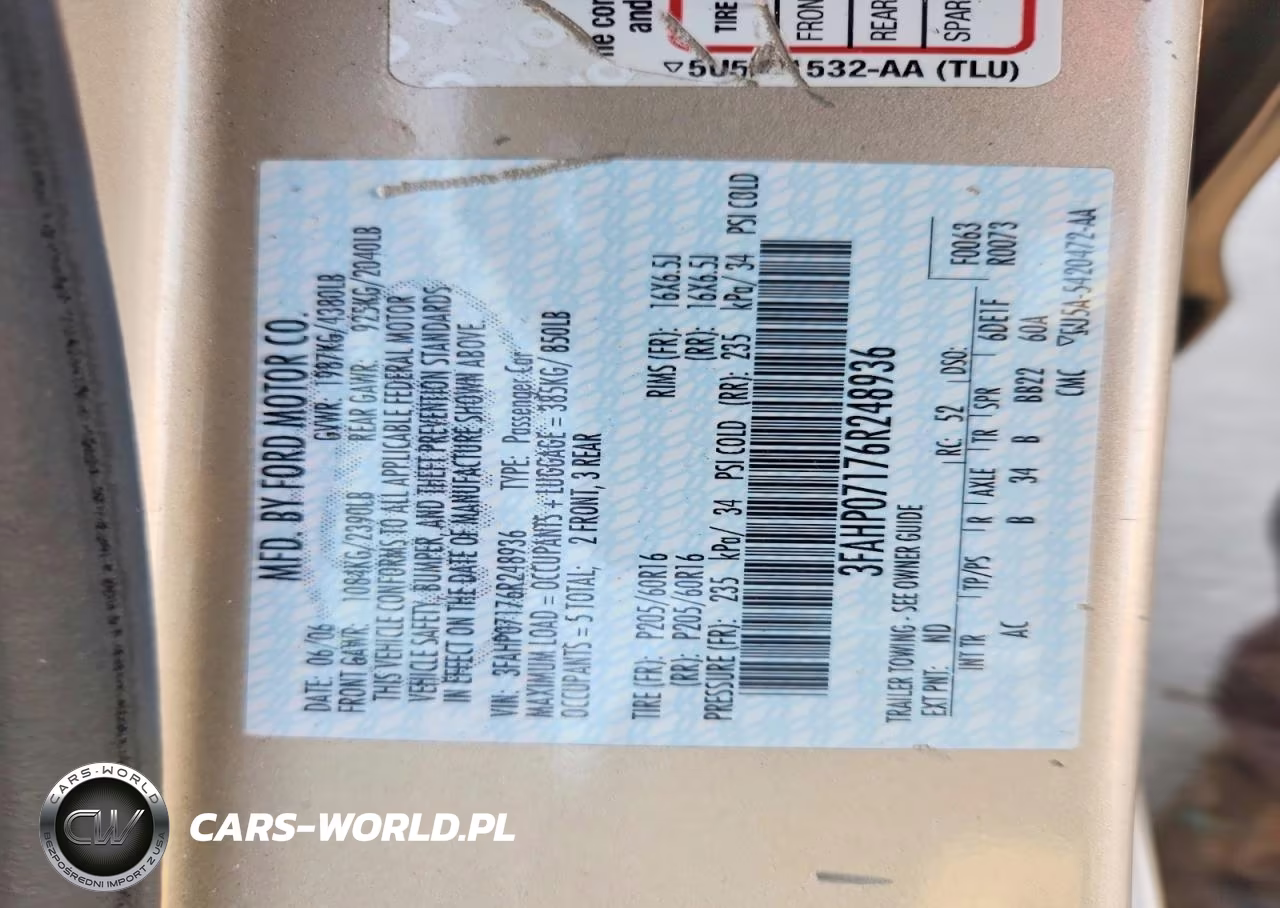 2006 Ford Fusion Se VIN:3FAHP07176R248936 - 12