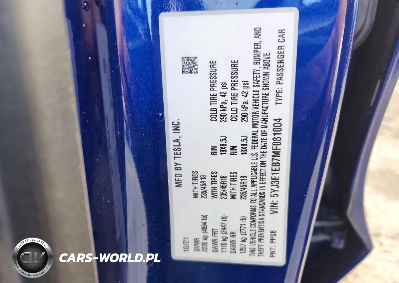 2021 Tesla Model 3 VIN:5YJ3E1EB7MF081004 - 12