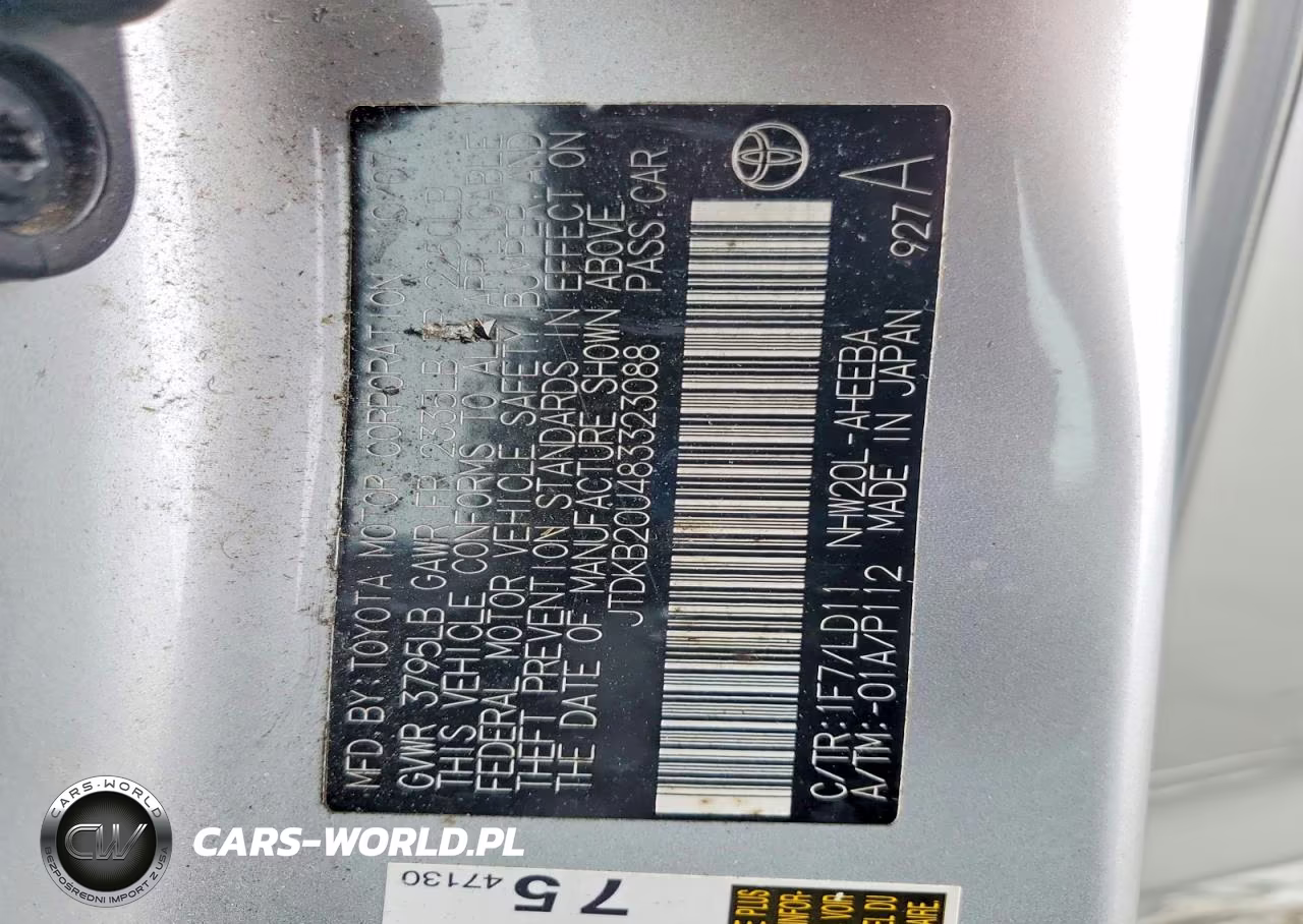 2008 Toyota Prius Base VIN:JTDKB20U483323088 - 12