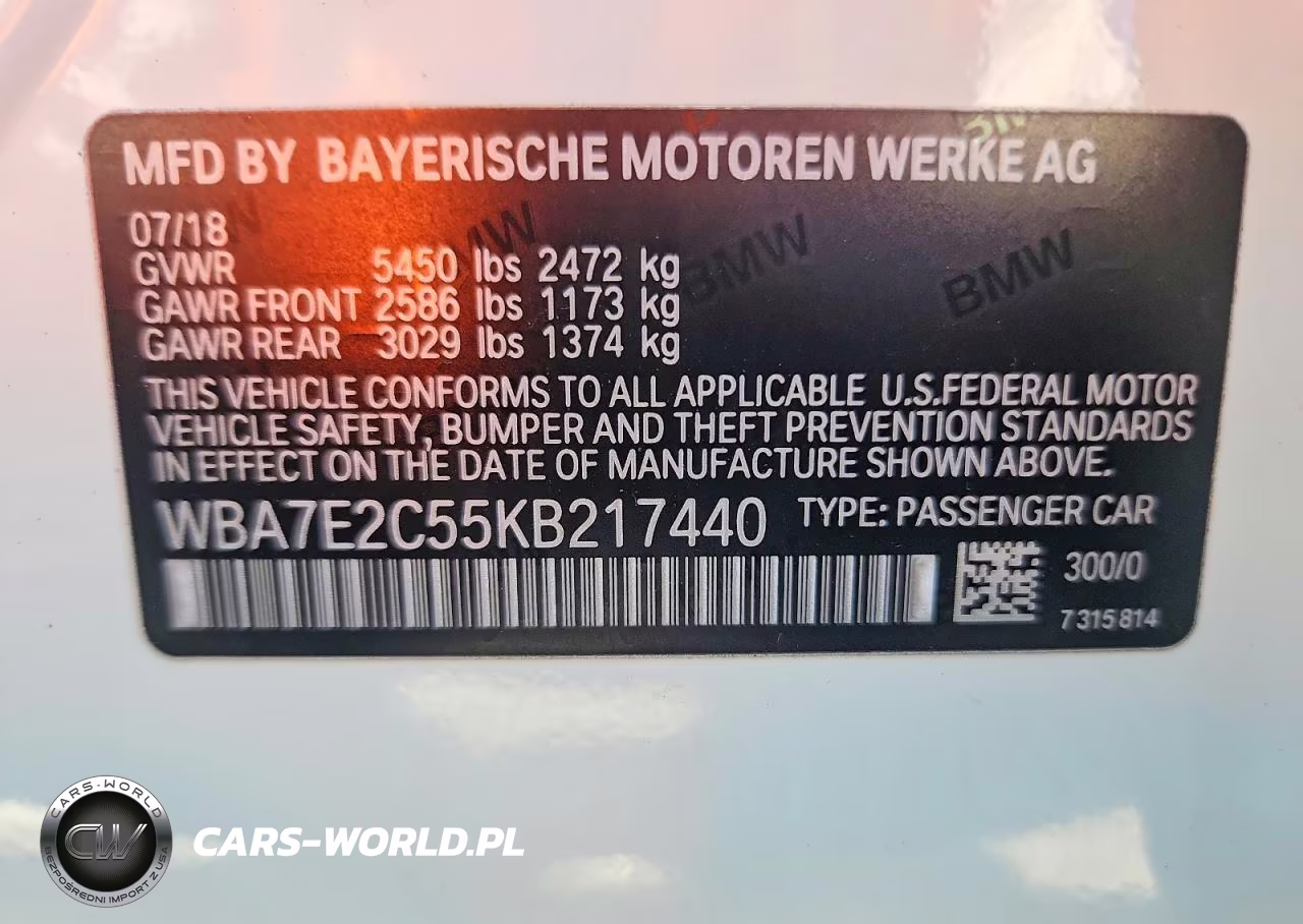 2019 BMW 740 I VIN:WBA7E2C55KB217440 - 12