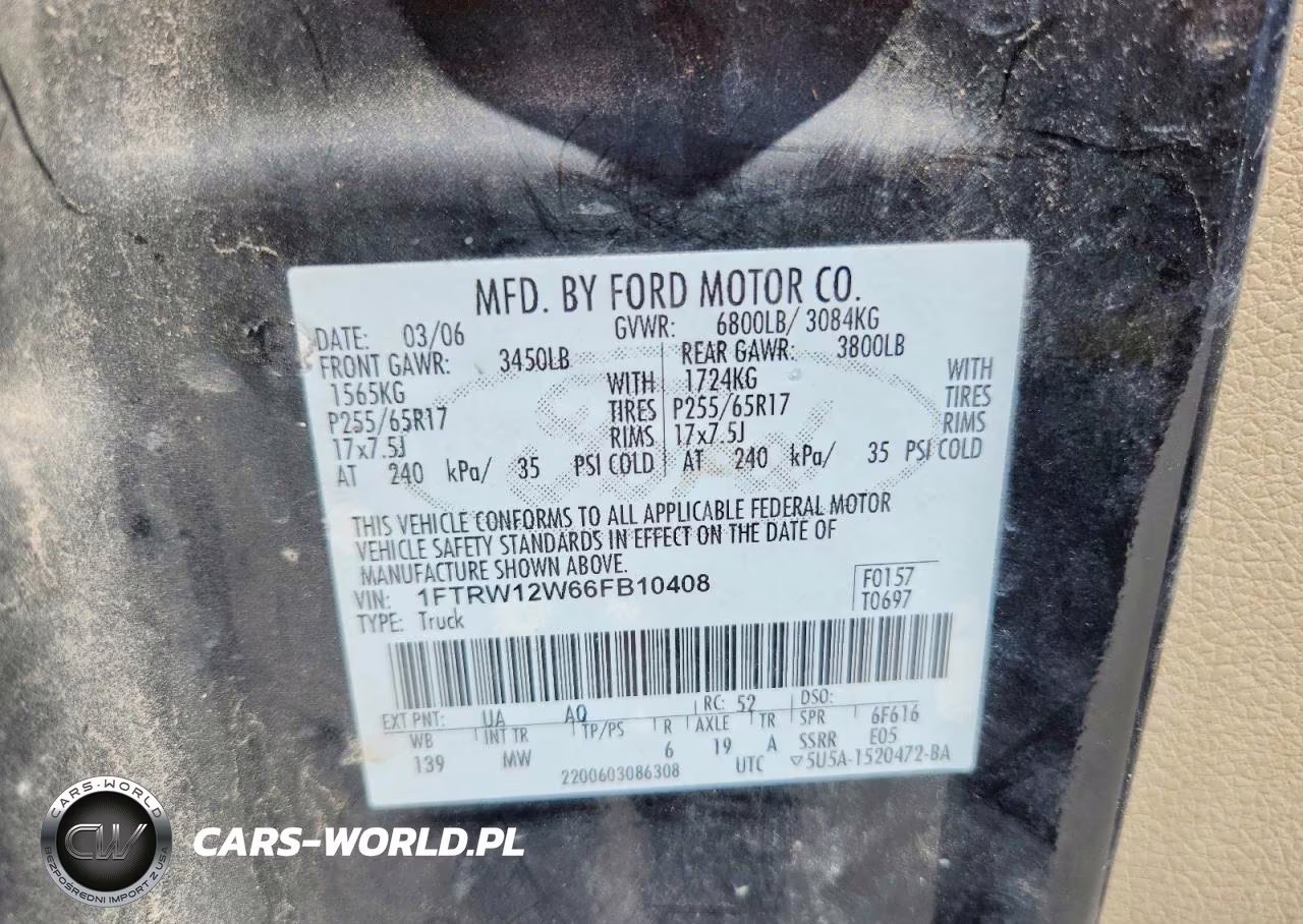 2006 Ford F150 Supercrew VIN:1FTRW12W66FB10408 - 12