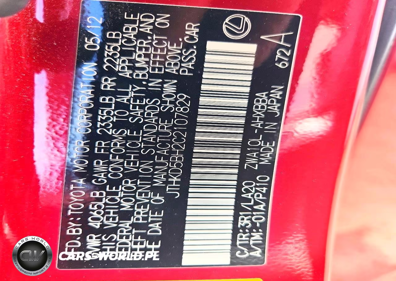 2012 Lexus Ct 200 VIN:JTHKD5BH2C2107829 - 12