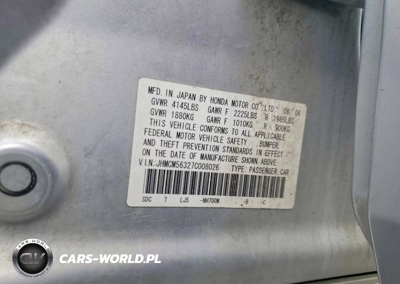 2007 Honda Accord Se VIN:JHMCM56327C008026 - 12
